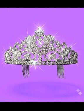 Silver Plated Rhinestone Tiara | Prong-Set Crystal Crown with Hair Combs